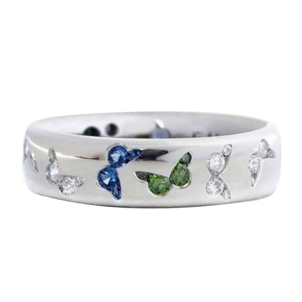 Fashion Women Butterfly Cubic Zirconia Inlaid Finger Ring Wedding Party Jewelry Image 1