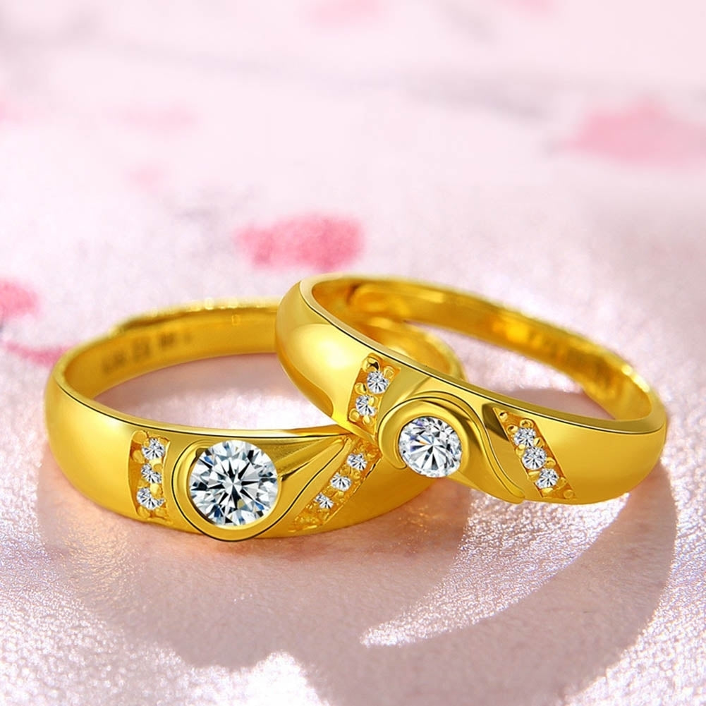 Fashion Rhinestone Inlaid Heart Couple Wedding Ring Jewelry Valentine Day Gift Image 3