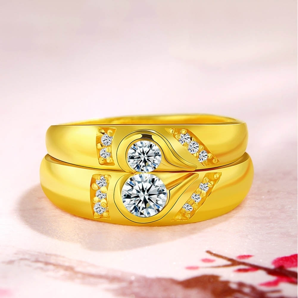 Fashion Rhinestone Inlaid Heart Couple Wedding Ring Jewelry Valentine Day Gift Image 4