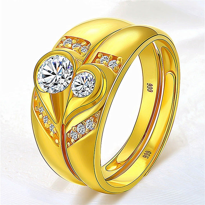 Fashion Rhinestone Inlaid Heart Couple Wedding Ring Jewelry Valentine Day Gift Image 8