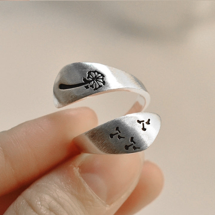 Simple Women Dandelion Spiral Opening Finger Ring Adjustable Party Jewelry Gift Image 11