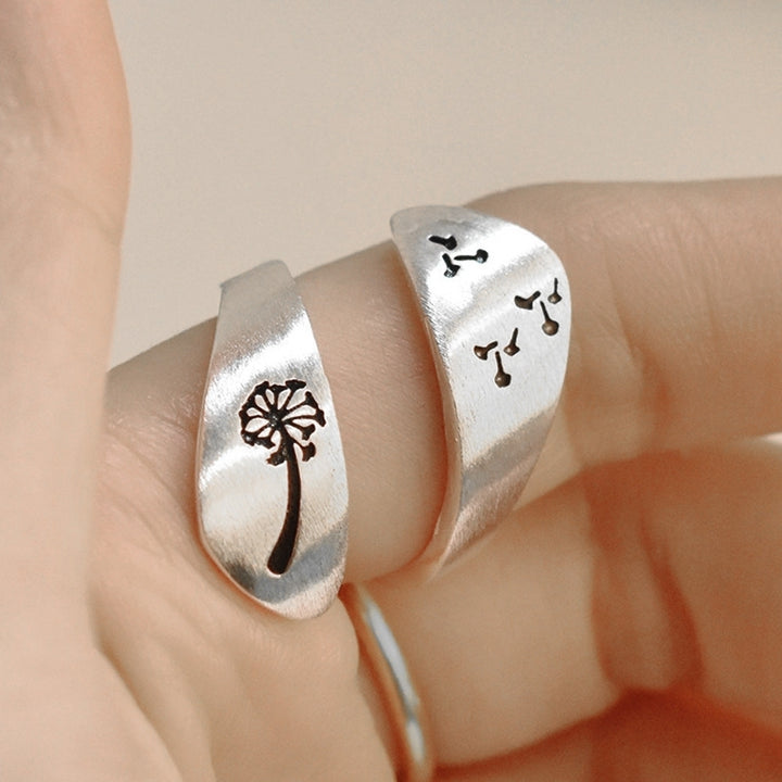 Simple Women Dandelion Spiral Opening Finger Ring Adjustable Party Jewelry Gift Image 12