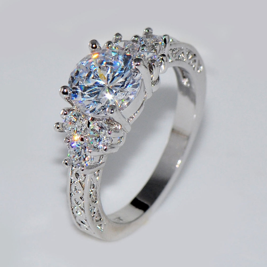 Luxury Cubic Zirconia Inlaid Women Engagement Wedding Party Ring Jewelry Gift Image 1