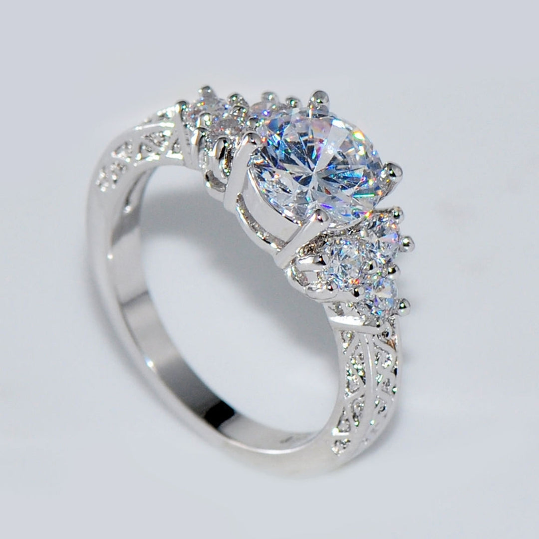 Luxury Cubic Zirconia Inlaid Women Engagement Wedding Party Ring Jewelry Gift Image 2