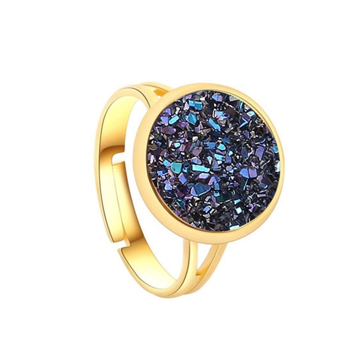 Fashion Women Round Rainbow Druzy Open Finger Ring Adjustable Party Jewelry Gift Image 8