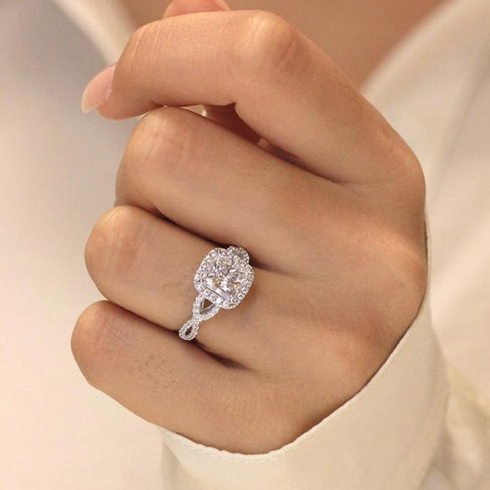 Luxury Women Princess Cut Cubic Zirconia Wedding Engagement Ring Jewelry Gift Image 4