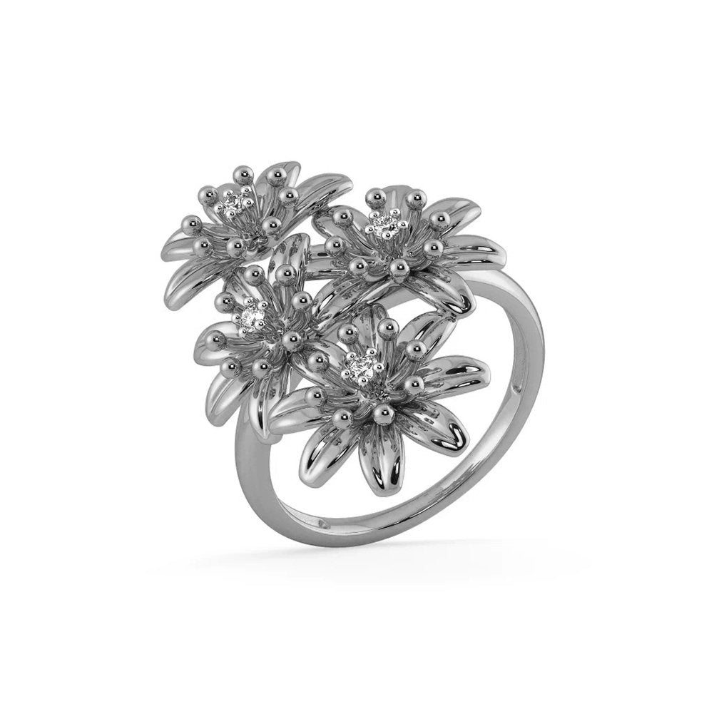 Women Fashion Flower Finger Ring Wedding Engagement Jewelry Valentines Day Gift Image 3