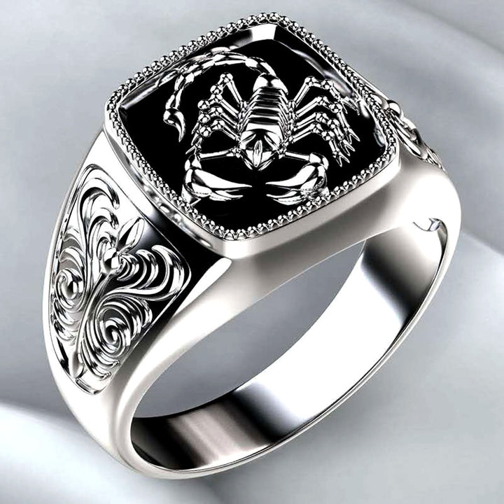 Men Scorpion Engraved Alloy Wide Finger Ring Birthday Club Party Jewelry Gift Image 1