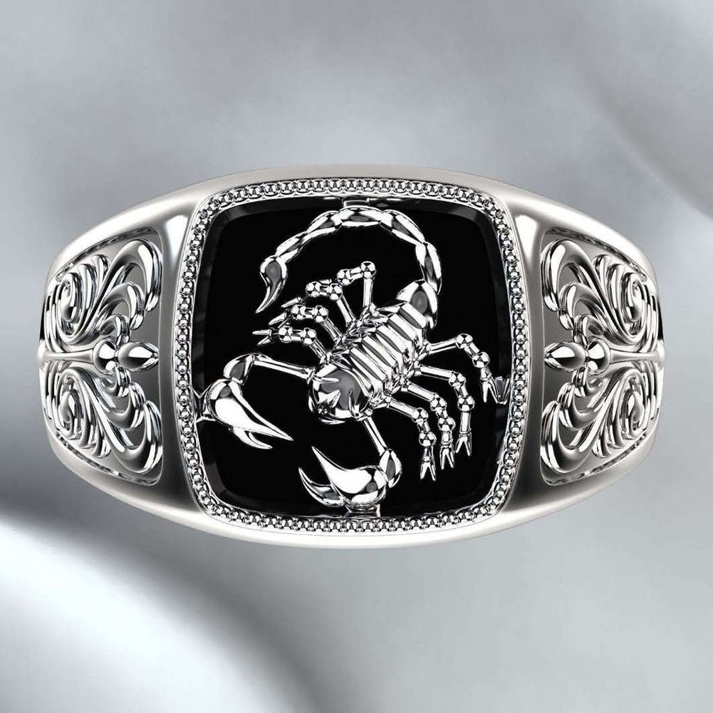 Men Scorpion Engraved Alloy Wide Finger Ring Birthday Club Party Jewelry Gift Image 3