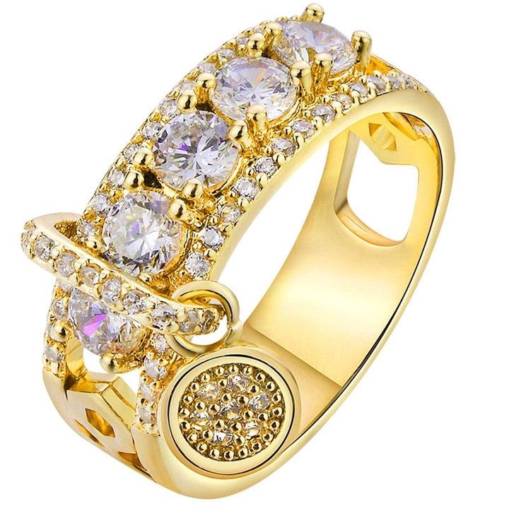 Luxury Women Cubic Zirconia Inlaid Round Charm Ring Wedding Party Jewelry Gift Image 9