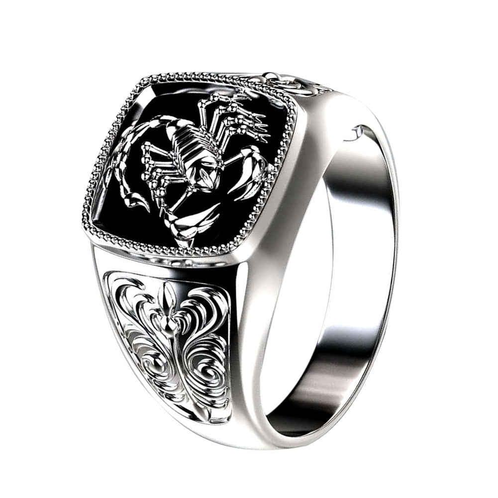 Men Scorpion Engraved Alloy Wide Finger Ring Birthday Club Party Jewelry Gift Image 4