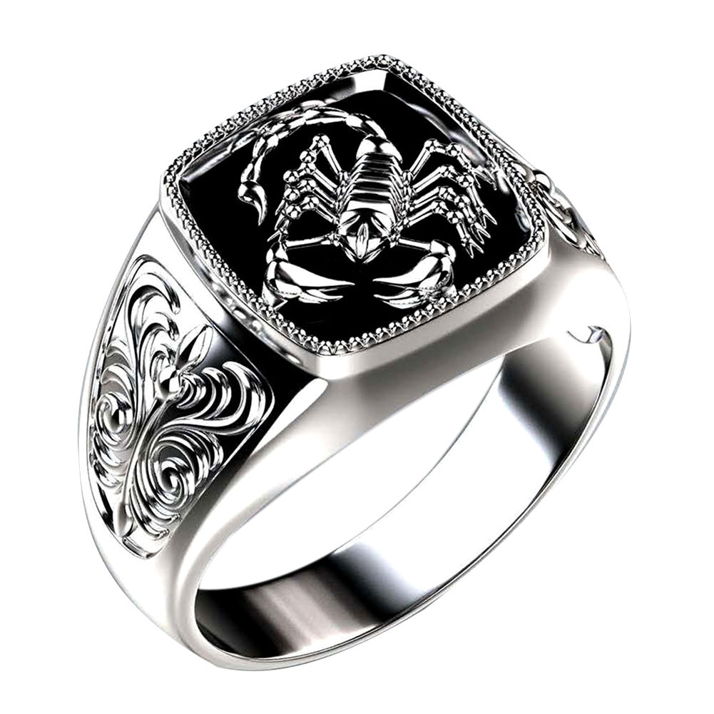 Men Scorpion Engraved Alloy Wide Finger Ring Birthday Club Party Jewelry Gift Image 6