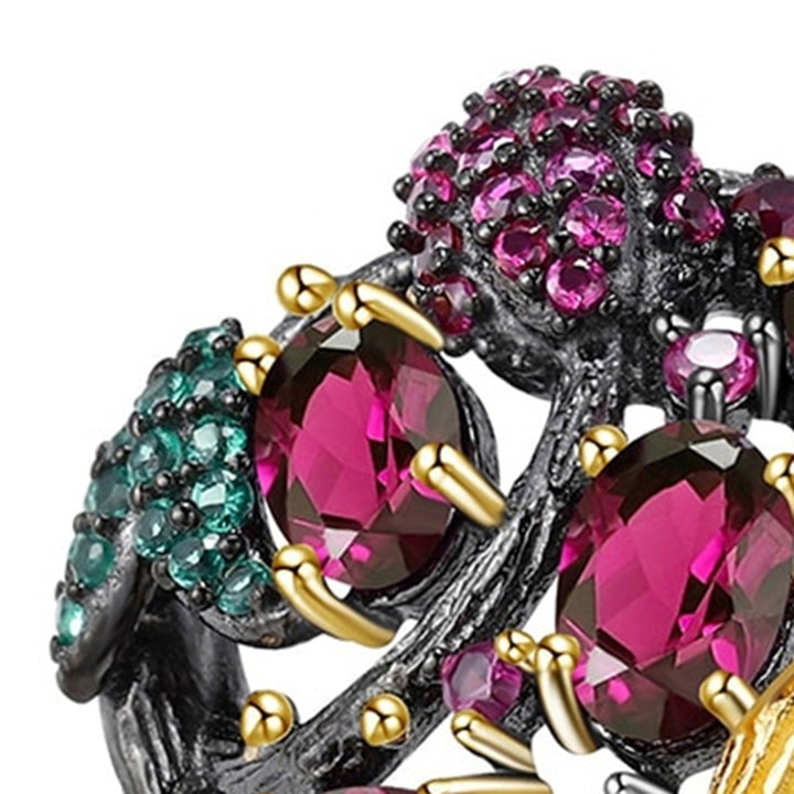 Gothic Faux Ruby Tree Branch Bee Women Finger Ring Party Banquet Jewelry Gift Image 4