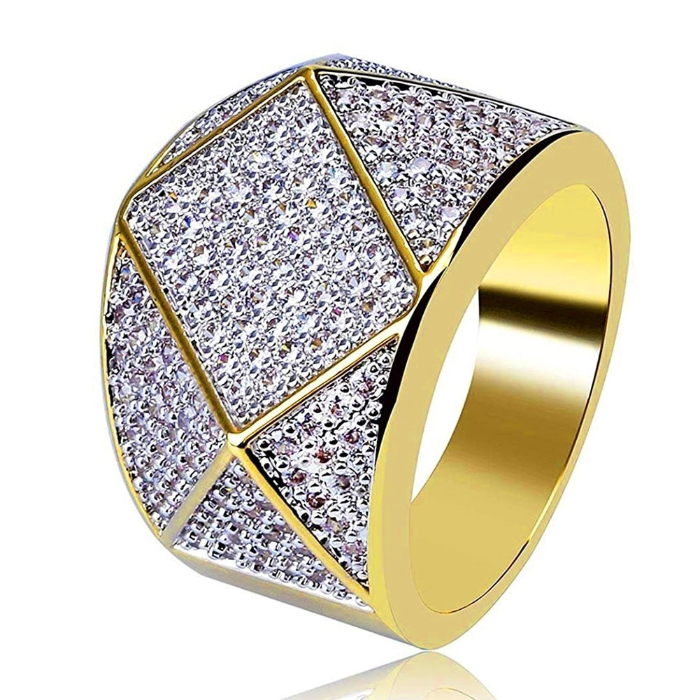 Fashion Men Geometric Rhinestone Inlaid Finger Ring Party Banquet Jewelry Gift Image 1