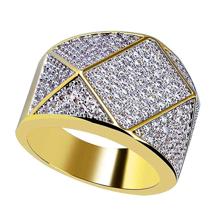 Fashion Men Geometric Rhinestone Inlaid Finger Ring Party Banquet Jewelry Gift Image 2