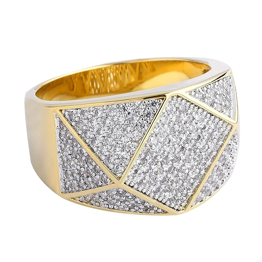 Fashion Men Geometric Rhinestone Inlaid Finger Ring Party Banquet Jewelry Gift Image 3