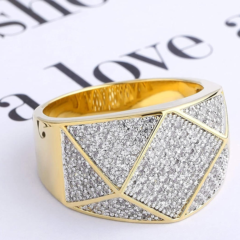 Fashion Men Geometric Rhinestone Inlaid Finger Ring Party Banquet Jewelry Gift Image 4