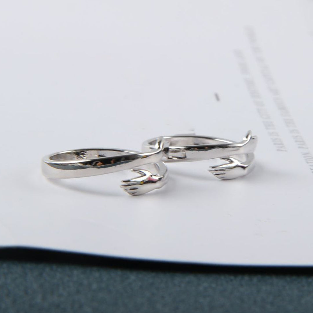 Love Hug Fashion Open Couple Ring Adjustable Antique Engagement Statement Band Image 7