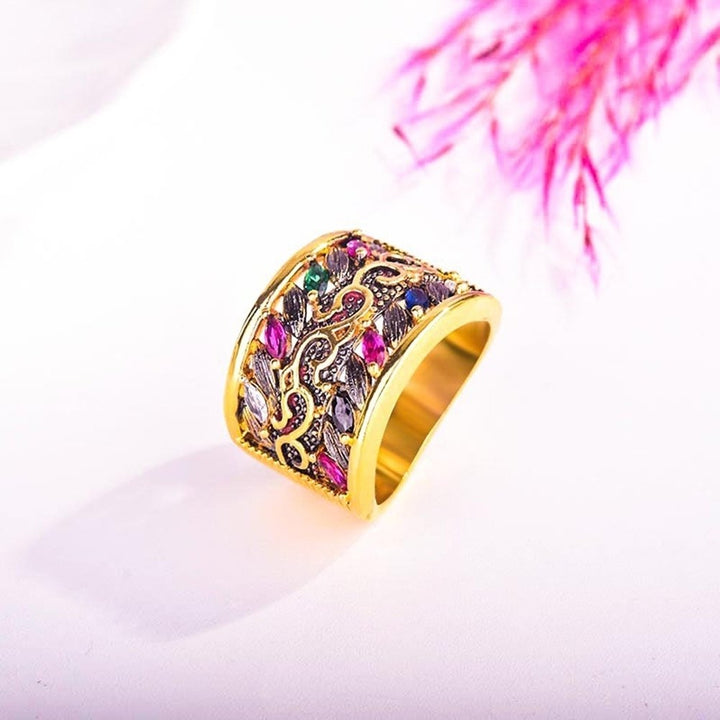 Gothic Style Luxury Multicolor Faux Gemstone Plated Engagement Ring Jewelry Gift Image 3