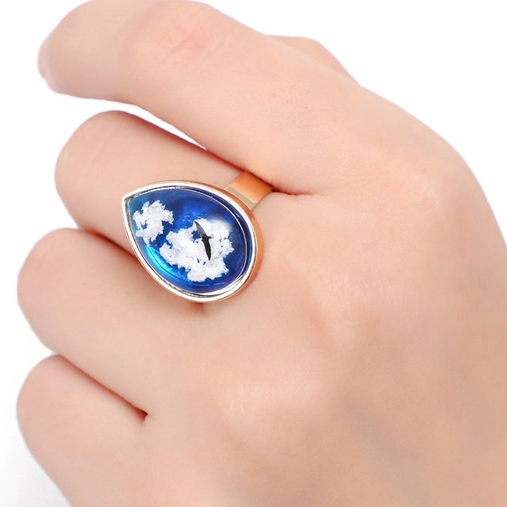 Women Fashion Round Water Drop Cloud Eagle Faux Sapphire Inlaid Ring Jewelry Image 6