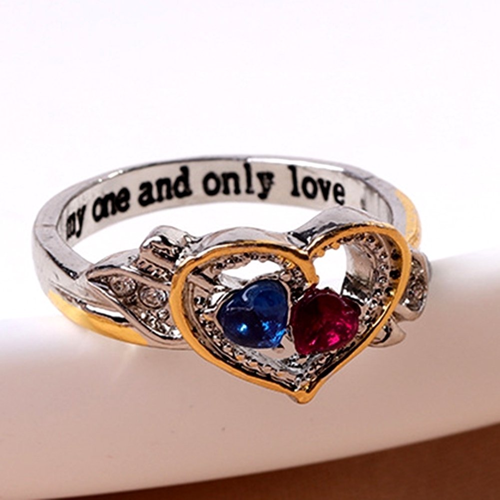 Women Rhinestone Love Heart Alloy Fashion Ring Jewelry Gift for Valentines Image 3