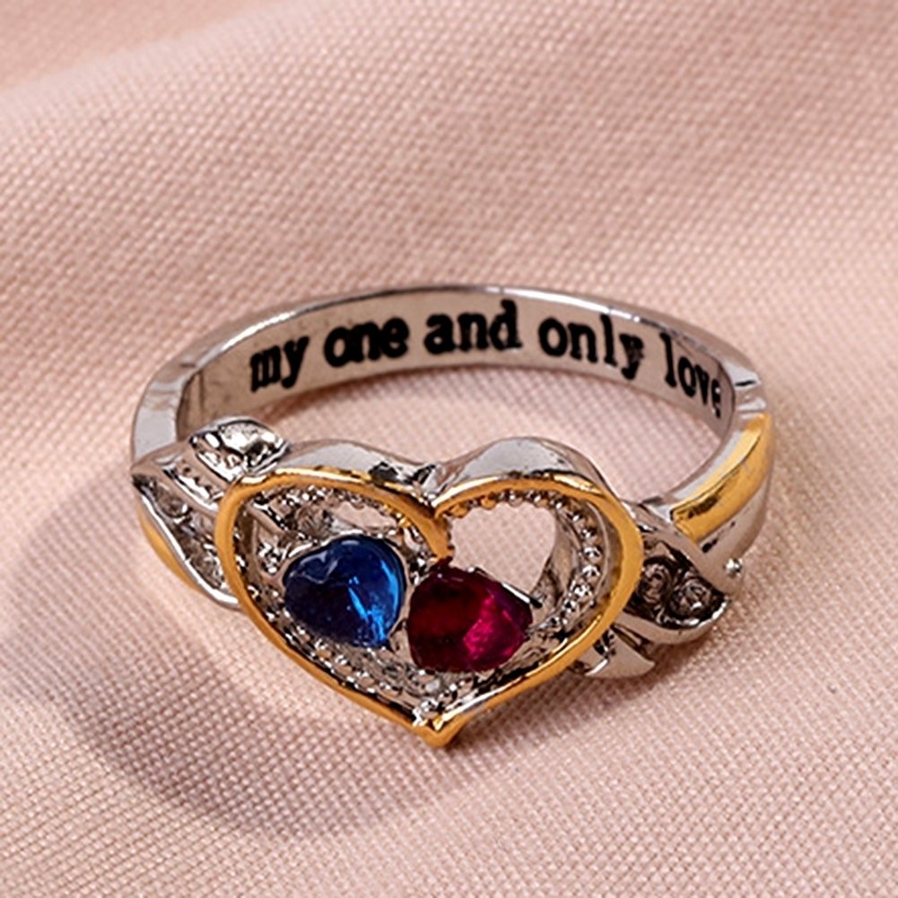 Women Rhinestone Love Heart Alloy Fashion Ring Jewelry Gift for Valentines Image 4