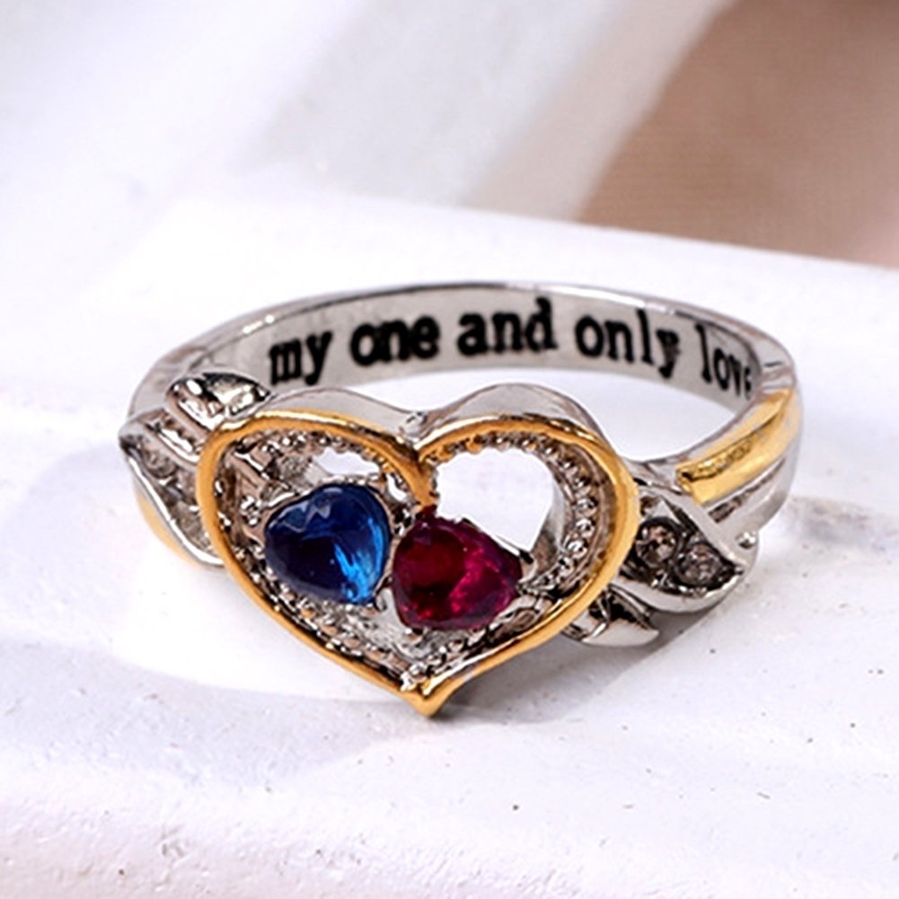 Women Rhinestone Love Heart Alloy Fashion Ring Jewelry Gift for Valentines Image 4