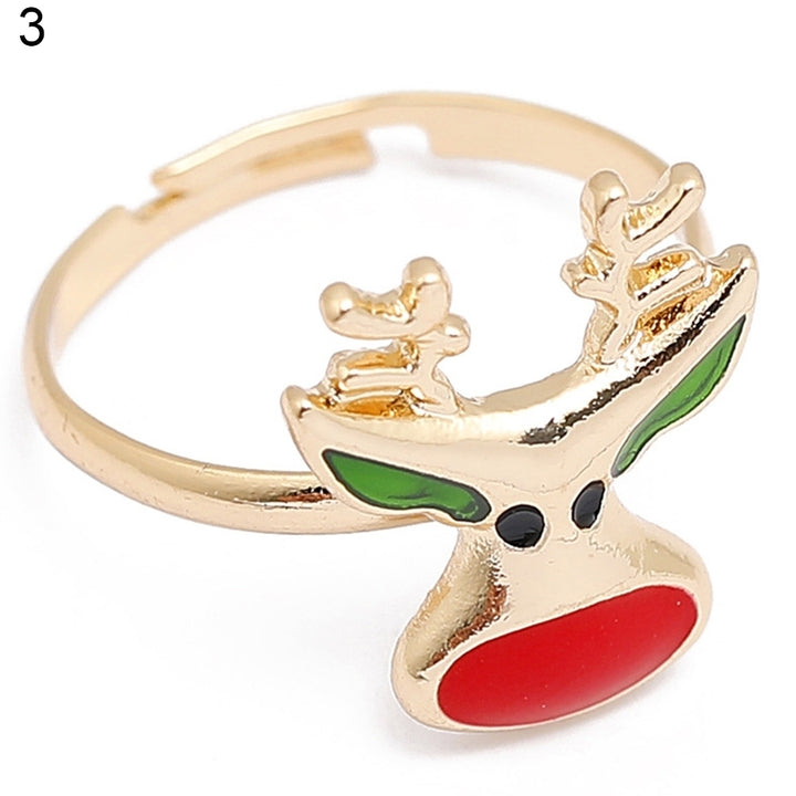 Christmas Jewelry Alloy Cartoon Kids Snowman Elk Xmas Tree Snowflake Ring Gift Image 6