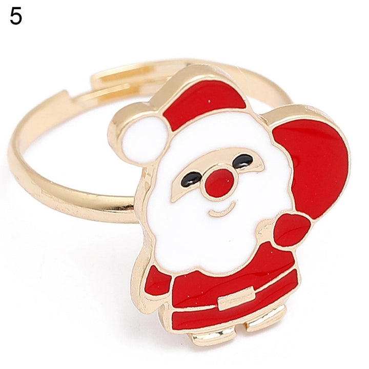 Christmas Jewelry Alloy Cartoon Kids Snowman Elk Xmas Tree Snowflake Ring Gift Image 8