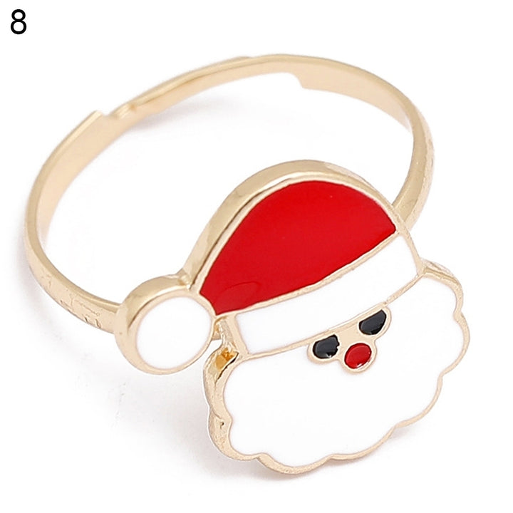 Christmas Jewelry Alloy Cartoon Kids Snowman Elk Xmas Tree Snowflake Ring Gift Image 11