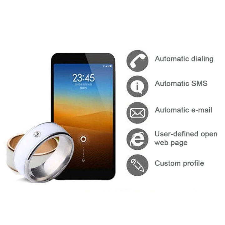 NFC Stainless Steel Phone Chip Dripping Oil Dual Dragon Pattern Smart Ring Gift Image 8