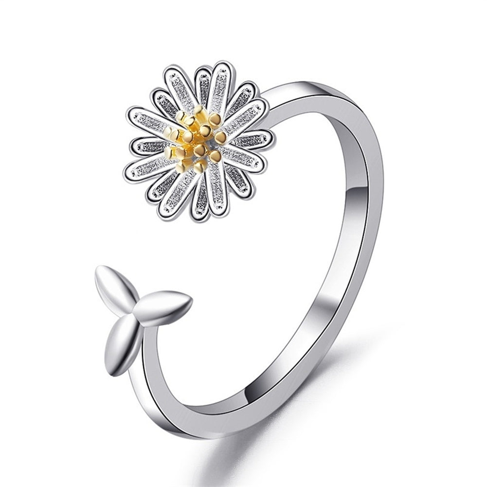 Women Simple Marguerite Sunflower Shape Opening Adjustable Ring Jewelry Decor Image 11