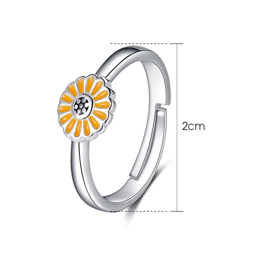 Women Simple Marguerite Sunflower Shape Opening Adjustable Ring Jewelry Decor Image 12