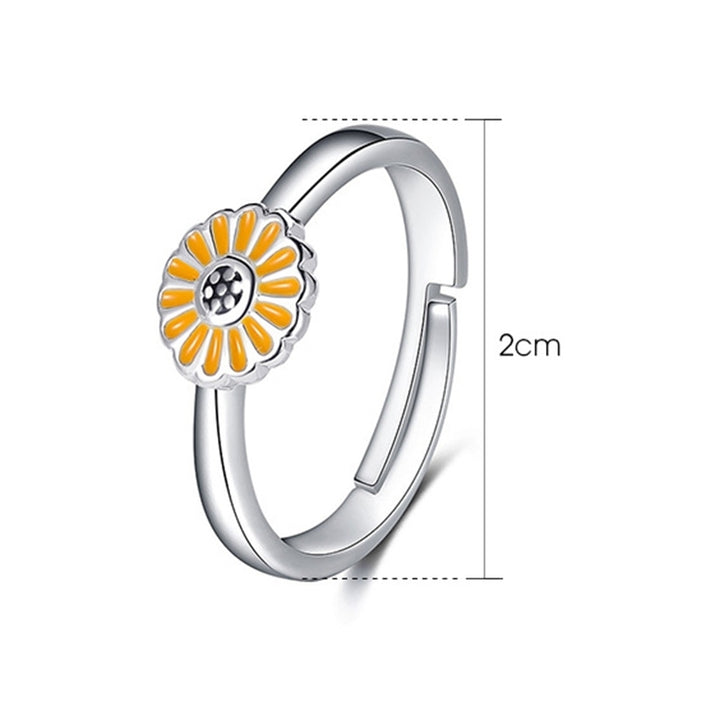 Women Simple Marguerite Sunflower Shape Opening Adjustable Ring Jewelry Decor Image 12