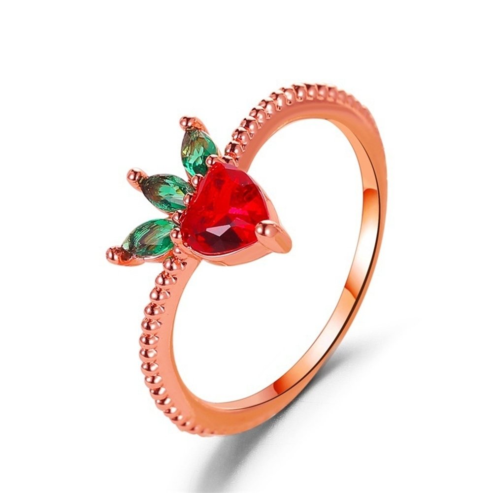 Lovely Style Grape Apple Strawberry Cherry Design Ring Women Jewelry Ornaments Image 4