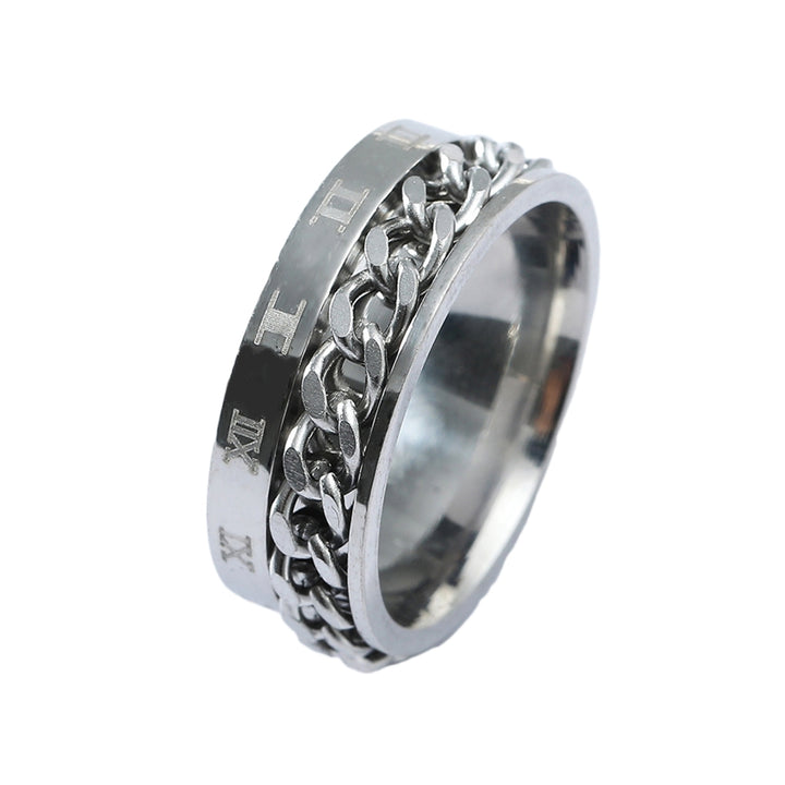 Men Stainless Steel Chain Roman Numeral Spinner Ring Jewelry Accessory Gift Image 7