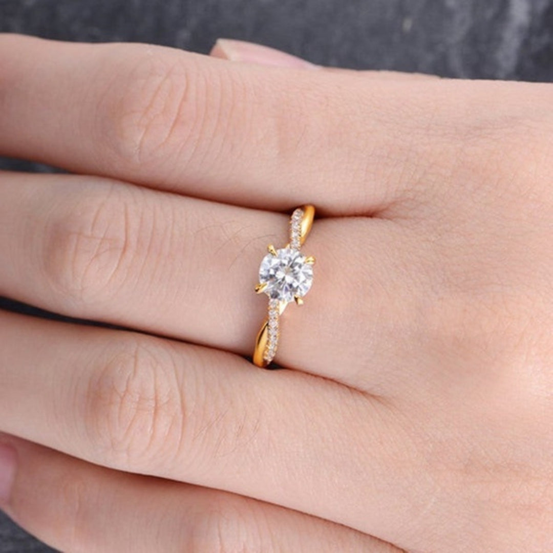 Elegant Women Full Rhinestone Inlaid Cubic Zirconia Finger Ring Wedding Jewelry Image 9