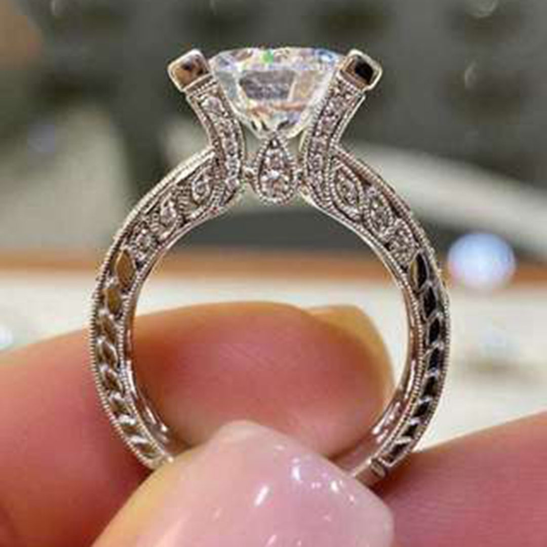 Women Cubic Zirconia Rhinestone Inlaid Wedding Finger Ring Engagement Jewelry Image 3