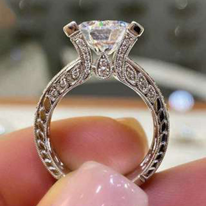 Women Cubic Zirconia Rhinestone Inlaid Wedding Finger Ring Engagement Jewelry Image 4