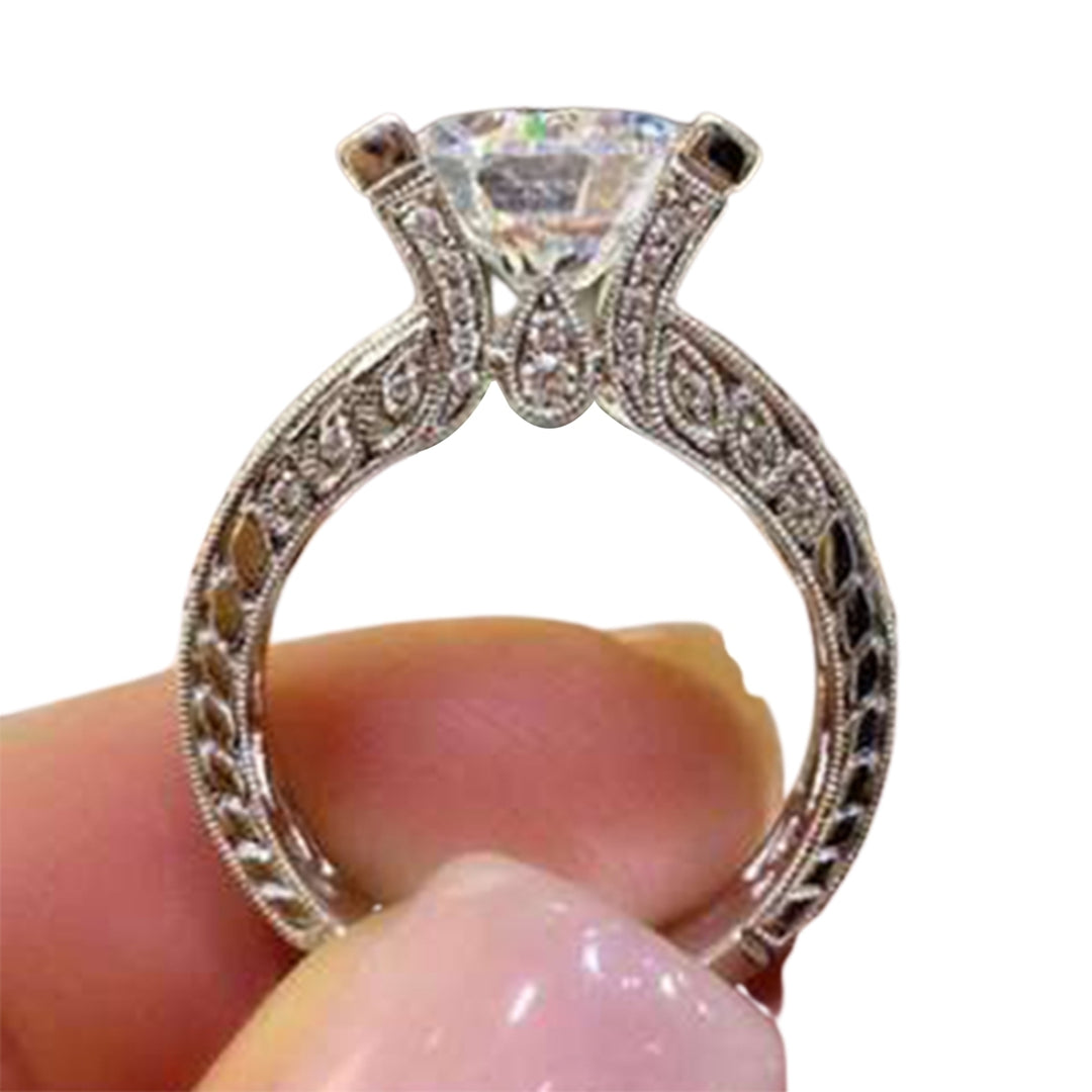 Women Cubic Zirconia Rhinestone Inlaid Wedding Finger Ring Engagement Jewelry Image 1