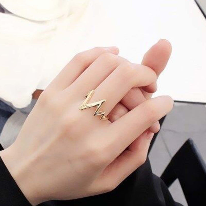 ECG Shaped Ring American Street Style Decorative Men Women Fashionable Alloy Ring for Party Image 3