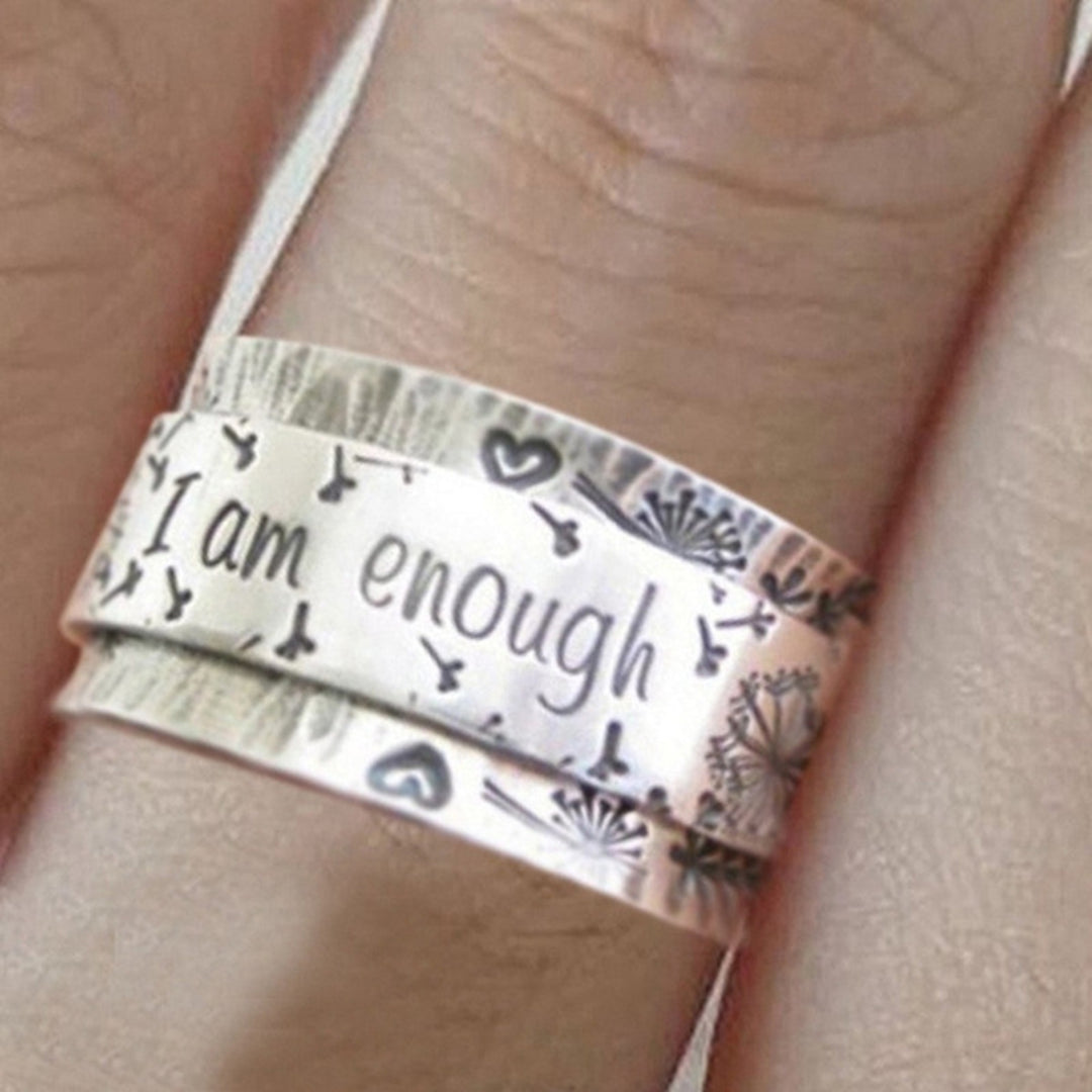 Unisex Retro Letter I Am Enough Loyal Love Couple Ring Anniversary Jewelry Gift Image 3