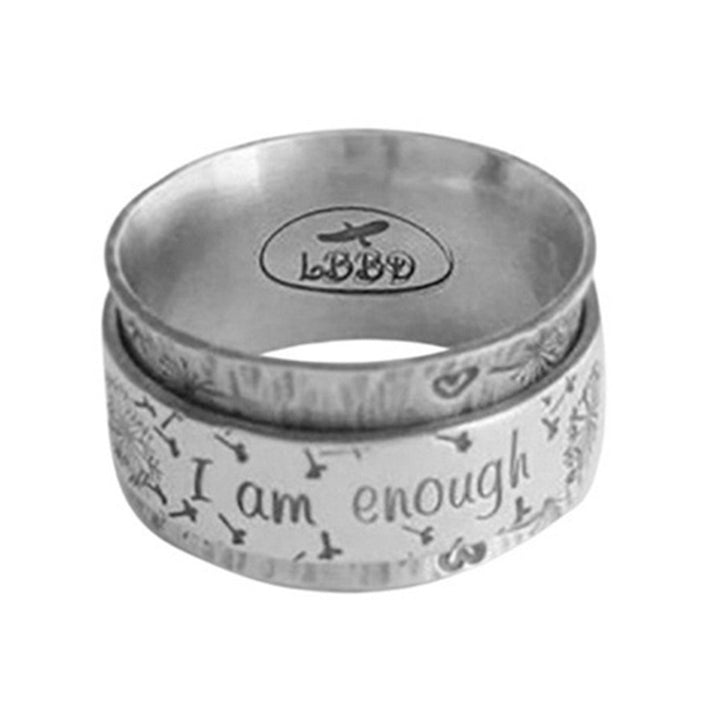 Unisex Retro Letter I Am Enough Loyal Love Couple Ring Anniversary Jewelry Gift Image 1