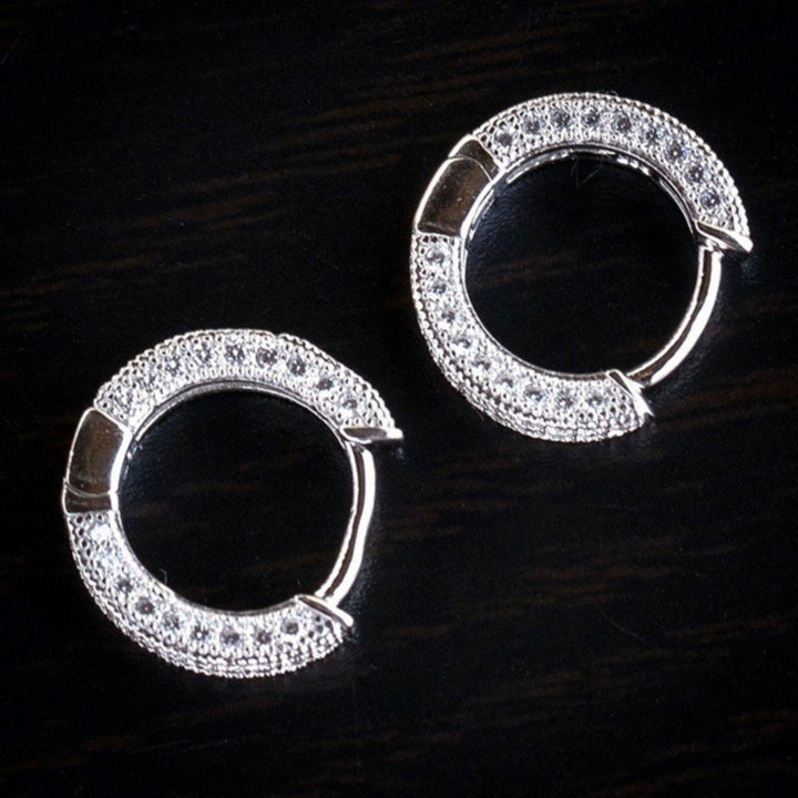 Women Full Rhinestone Inlaid Cubic Zirconia Ear Stud Earrings Jewelry Accessory Image 8