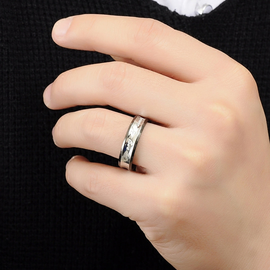 Men Fashion Rhinestone Inlaid Letter Forever Love Couple Wedding Ring Jewelry Image 6