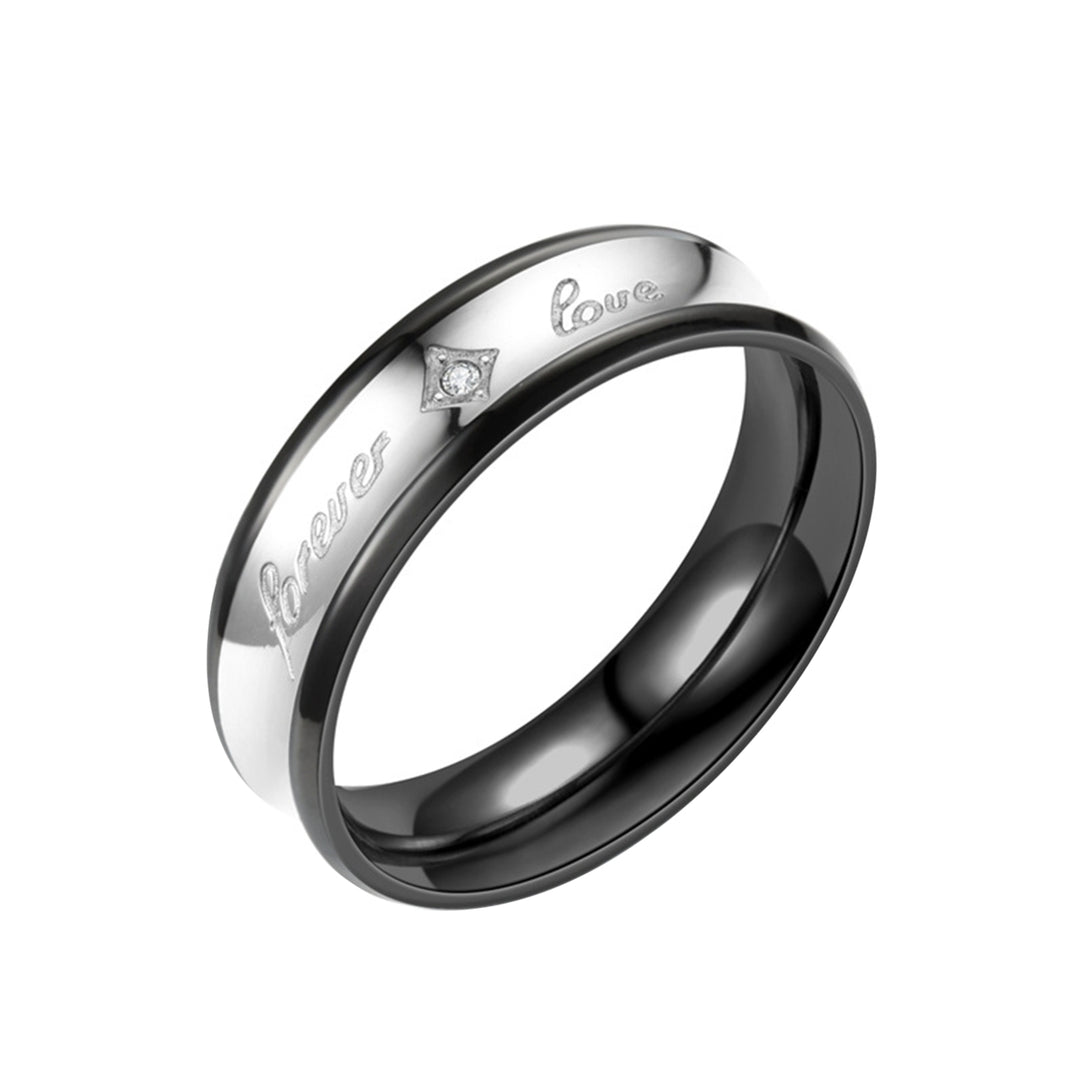 Men Fashion Rhinestone Inlaid Letter Forever Love Couple Wedding Ring Jewelry Image 7