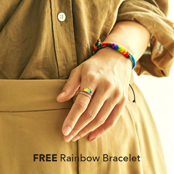 Women Rainbow Open-end Crown Ring Adjustable Double Band Circlet Jewelry Gift Image 2