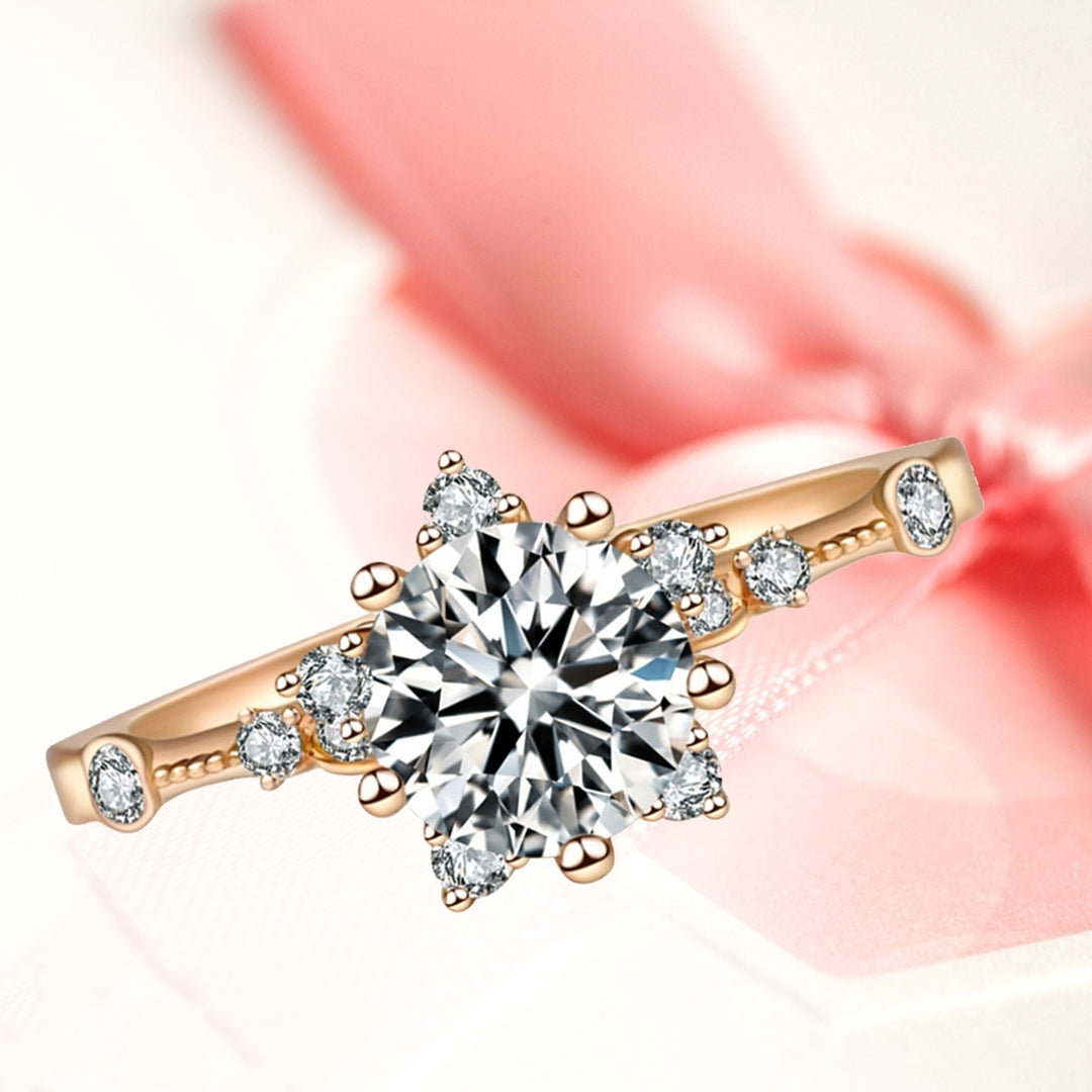 Women Shining Zircon Snowflake Open-end Ring Retro Circlet Jewelry Couple Gift Image 1