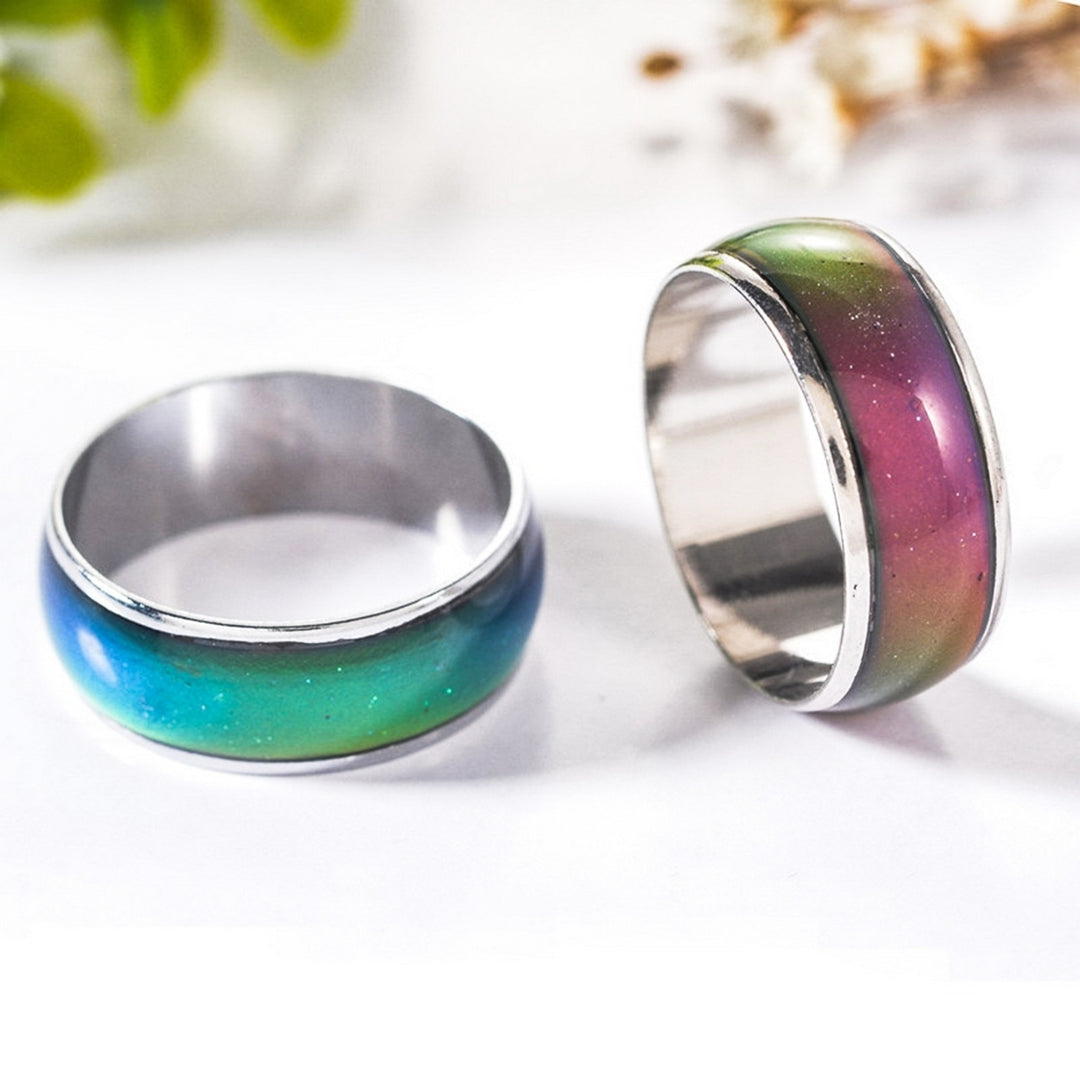 Mood Ring Romantic Temperature Control Stainless Steel Color Changing Gift for Couple Gifts Image 1