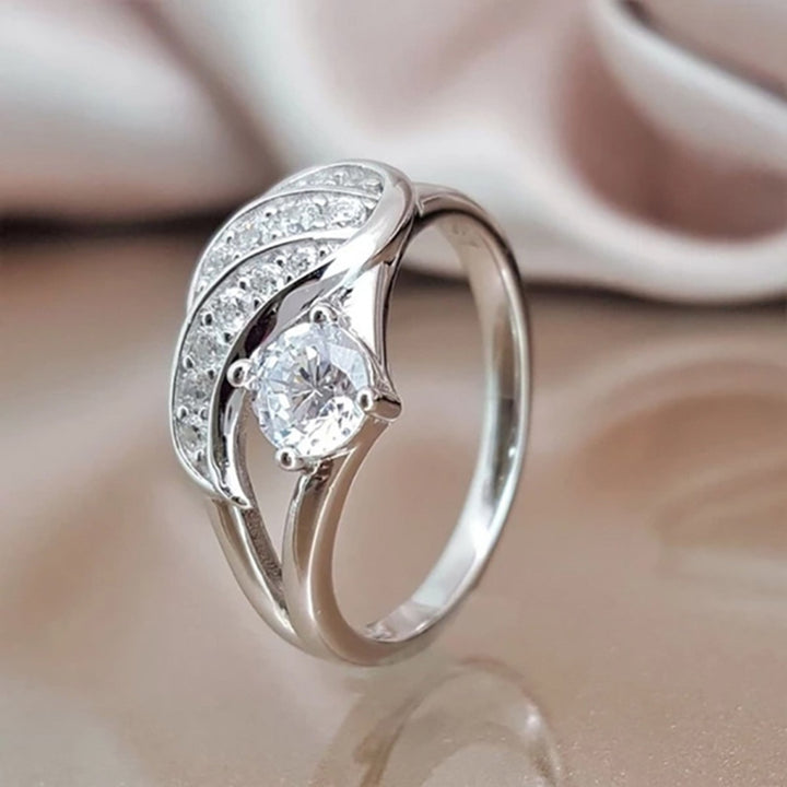 Fashion Angel Wing Rhinestone Decor Wedding Band Ring Jewelry Gift for Women Image 3